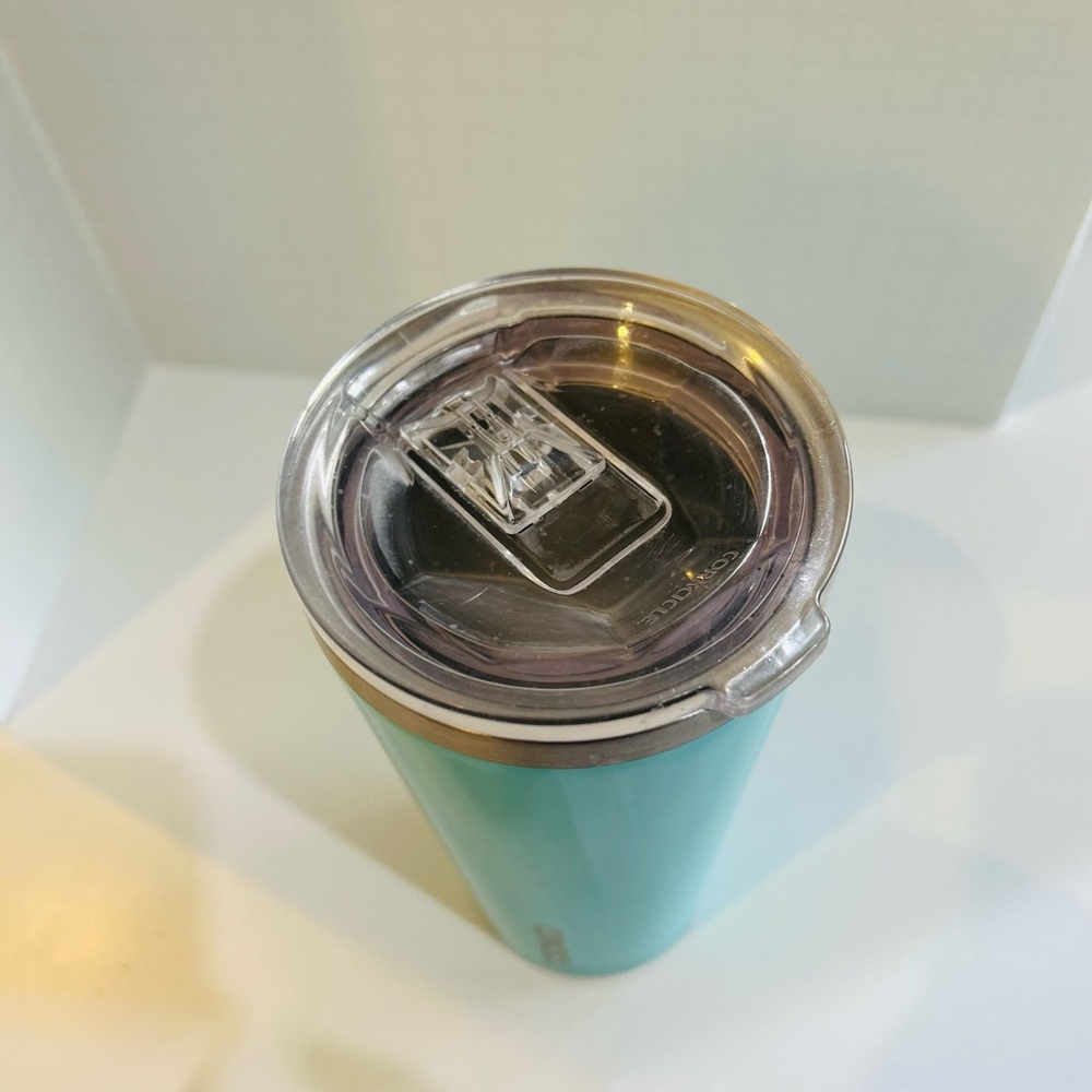 Aqua 16oz. Corkcicle Tumbler with clear lid - Picture 2 of 5